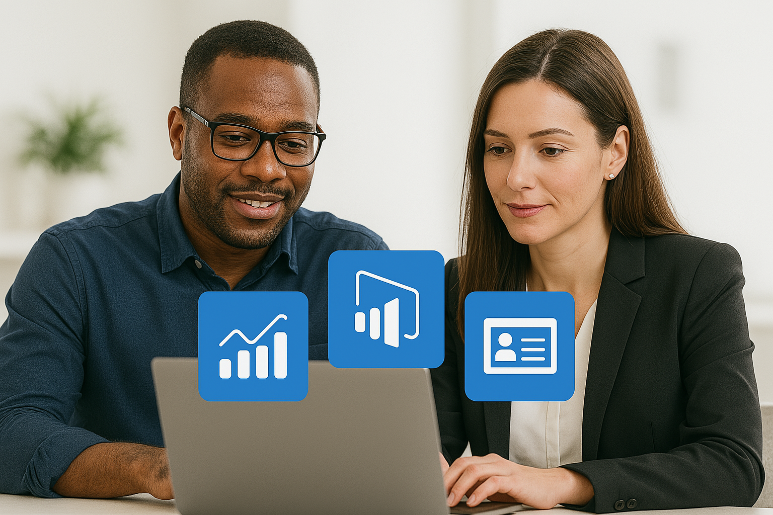Business professionals reviewing membership data and analytics